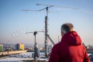 Antennas of the ground station for tracking and commanding satellites on the roof of FEEC BUT. | Author: Václav Koníček