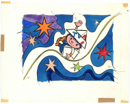 Večerníček IV (omalovánky), kolorovaná kresba na papíře, 1972. | Autor: Archiv Radka Pilaře